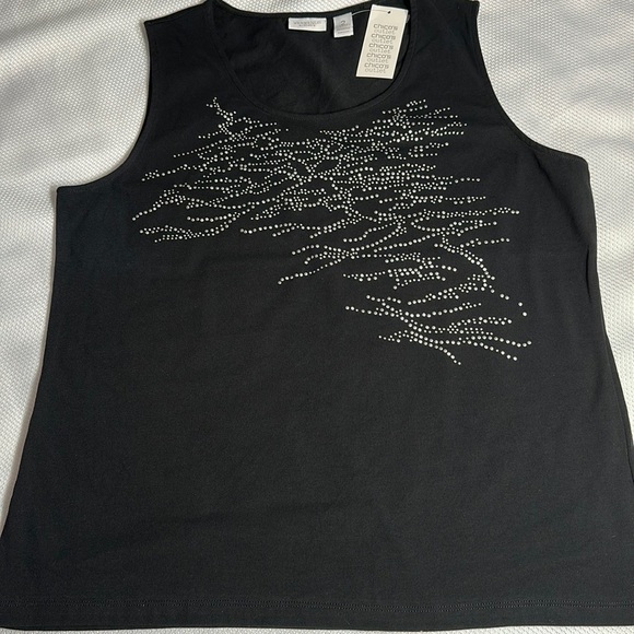 ~3 for $20~ Weekends by Chico’s black tank top with metal studs - Picture 1 of 5